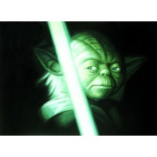 Print painting artwork /movie.star war /Master Yoda/lightsaber.