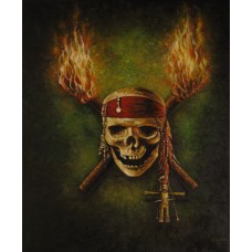 Print Painting on canvas/MOVIE.Pirates of the Caribbean.movie.human skull.death's head/