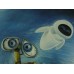 Print painting artwork /movie WALL-E  and EVA .robot.space.earth