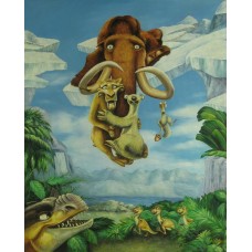 Print painting / movie.ICE AGE4.Tiger/Diego.mammoth/Manny.Scrat.sloth/Sid.Dinosaurs/