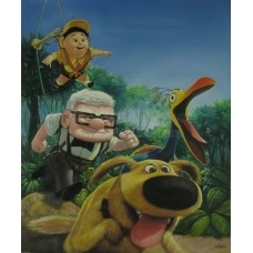 Print Painting on canvas/UP.Landscape Kevin.Carl fredricksen.dog.Russell