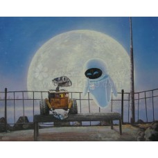 Print painting artwork /movie.WALL-E and Eva ★Original Oil Painting