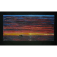 Print painting artwork /landscape Sunset sea seabird