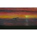 Print painting artwork /landscape Sunset sea seabird