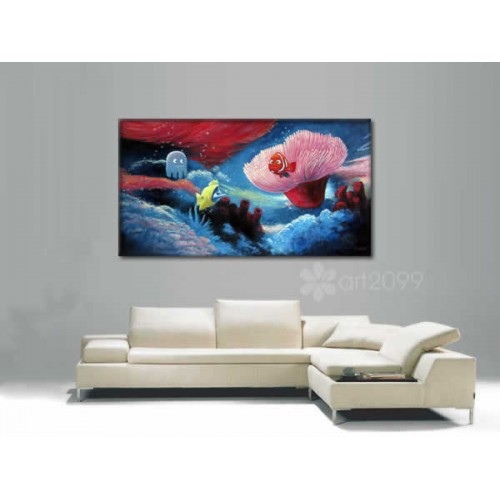 Print Painting Artwork Movie Finding Nemo Clownfish Marlin Dory