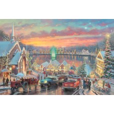 Print art on canvas/the-lights-of-christmastown/ thomas landscape/children decor Wall Decoration