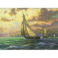 Print art on canvas/New Horizons Thomas/Sailing boat Sailboat Seaview Seascape/Wall Decoration