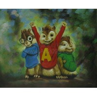 Print painting artwork /movie Alvin and the Chipmunks/Simon/Theodore/Alvin/kids gift/children room decor